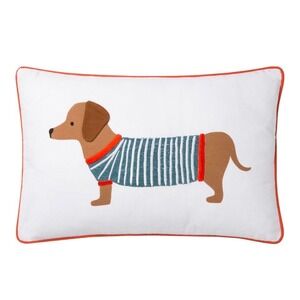 Adorable Dachshund Pillow 13x21 Rifle Paper Co x Loloi, Cotton Canvas